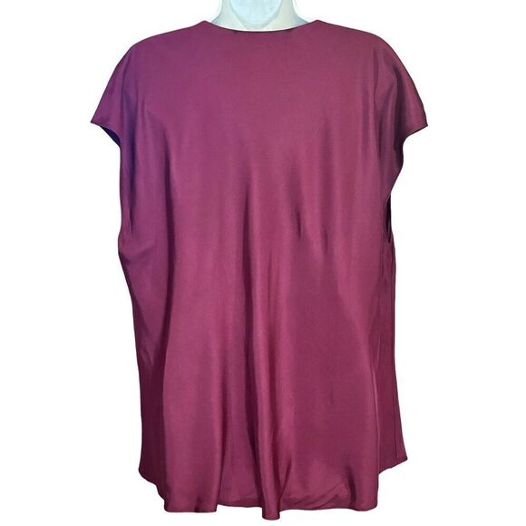 Vince Cowl Neck Cap Sleeve Silk Blend Blouse in Plum Wine NWT Size 1X - Picture 2 of 5